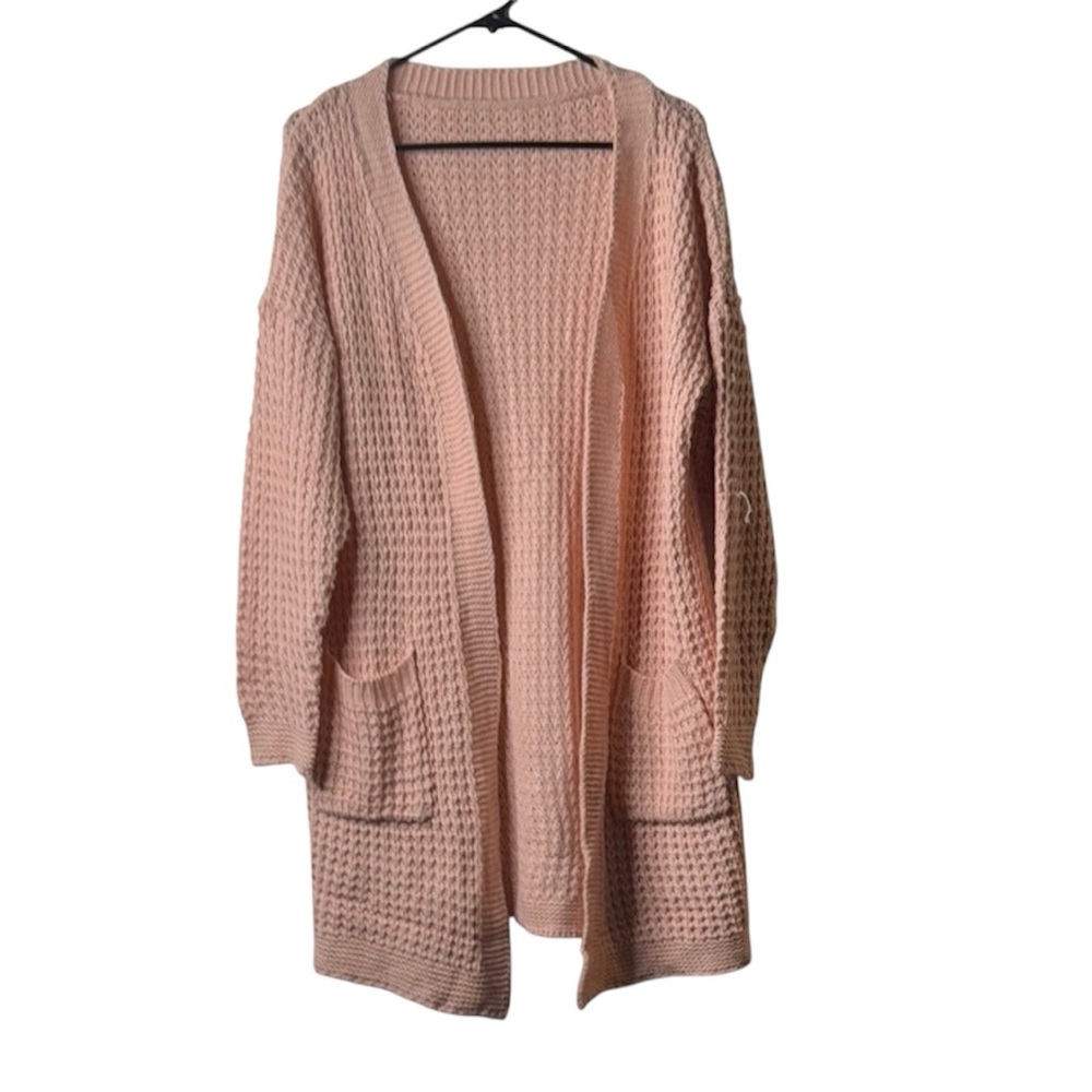 Women's Pink Knit Cardigan Sweater